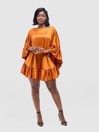 Vivo Chidii Tunic Dress With Frills - Burnt Orange - Shopzetu