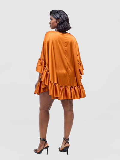 Vivo Chidii Tunic Dress With Frills - Burnt Orange - Shopzetu