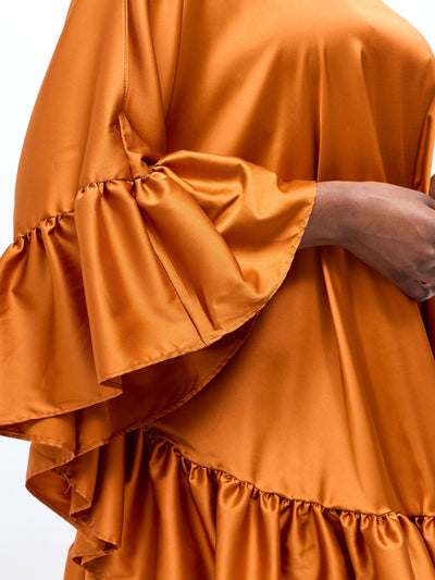 Vivo Chidii Tunic Dress With Frills - Burnt Orange - Shopzetu