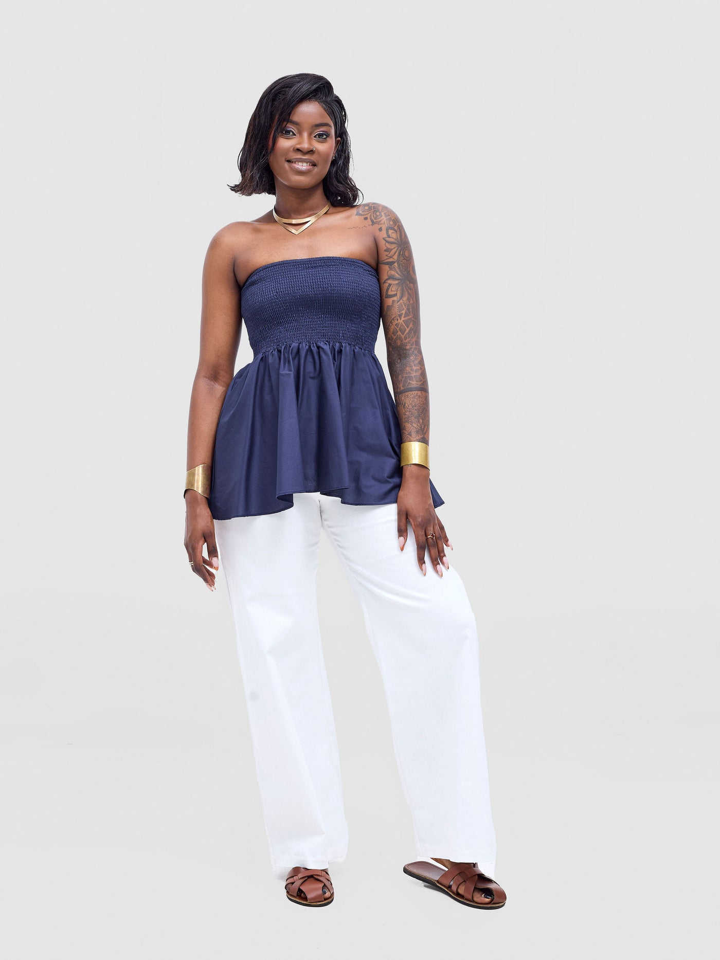 Safari by Vivo  Tiwa Shirred Top - Navy