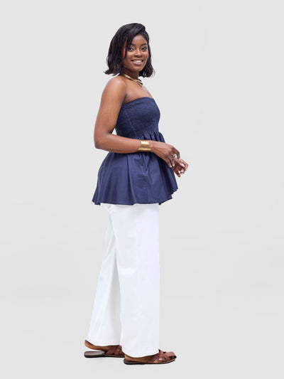 Safari by Vivo  Tiwa Shirred Top - Navy