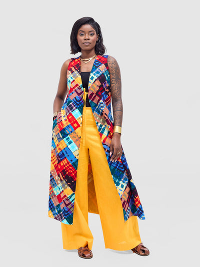Safari by Vivo  Tiwa Reversible Tie Kimono - Mustard + Zuri Print