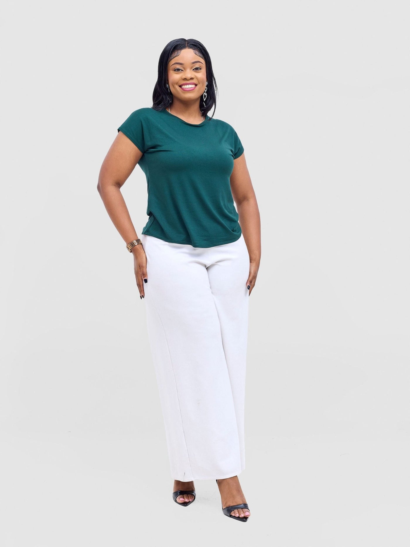 Vivo Basic Drop Shoulder Top - Dark Green - Shopzetu