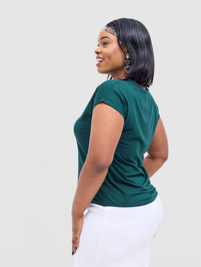 Vivo Basic Drop Shoulder Top - Dark Green - Shopzetu