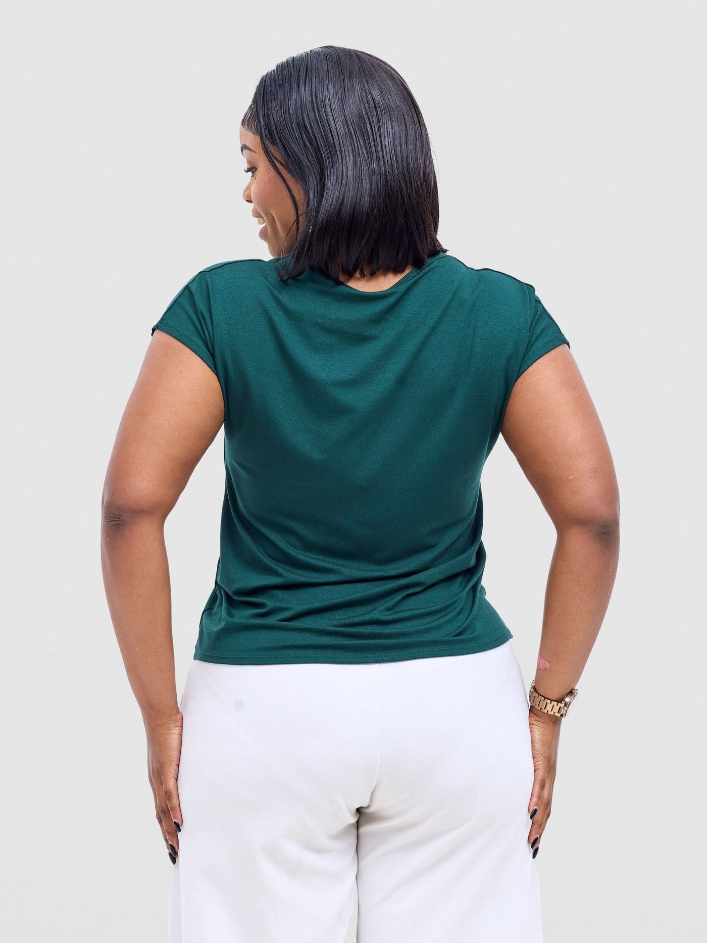 Vivo Basic Drop Shoulder Top - Dark Green - Shopzetu