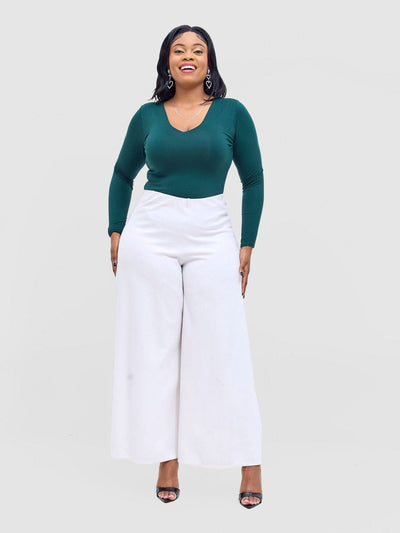 Vivo Basic Double Layered Long Sleeved Bodysuit - Dark Green - Shopzetu