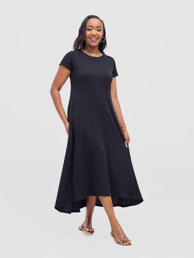 Vivo Rema High Low Maxi Dress - Black - Shopzetu