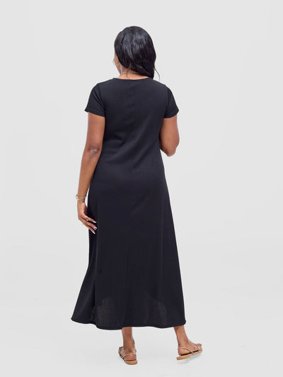Vivo Rema High Low Maxi Dress - Black - Shopzetu