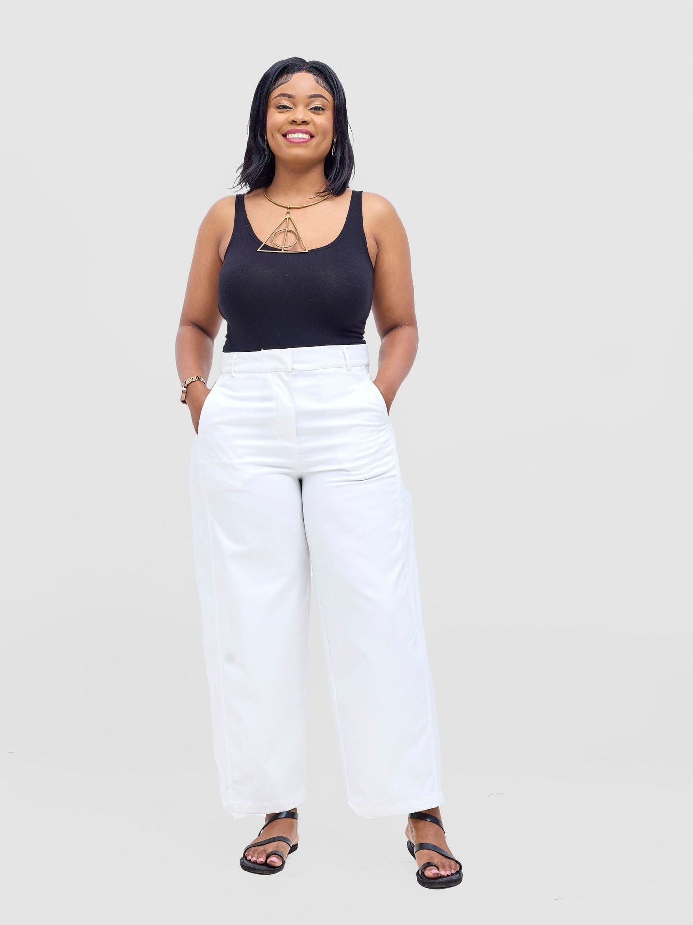 Safari Tiwa Barell Pants - White - Shopzetu
