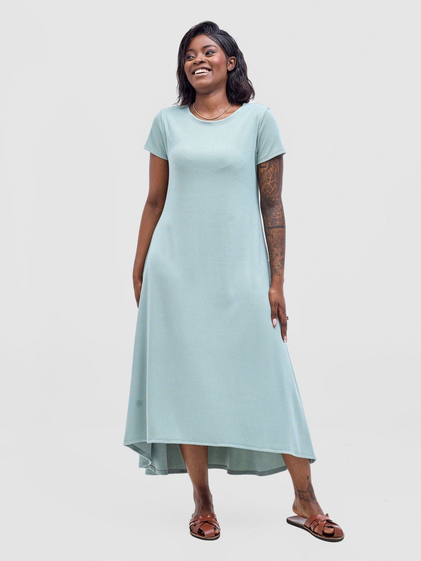 Vivo Rema High Low Maxi Dress - Sage - Shopzetu