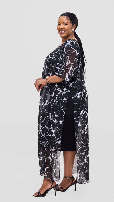 Vivo Lani Maxi Top - Black / Grey Print - Shopzetu