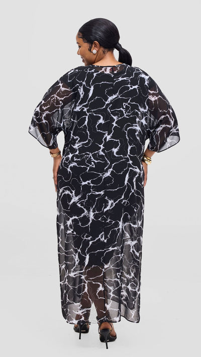 Vivo Lani Maxi Top - Black / Grey Print - Shopzetu