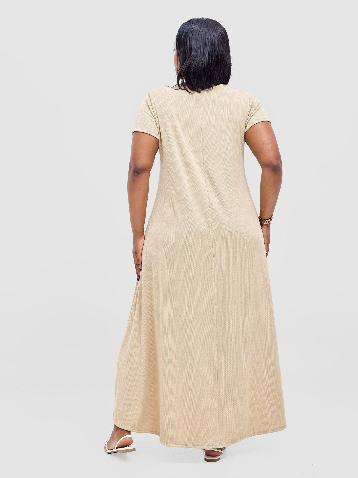 Vivo Rema High Low Maxi Dress - Taupe - Shopzetu