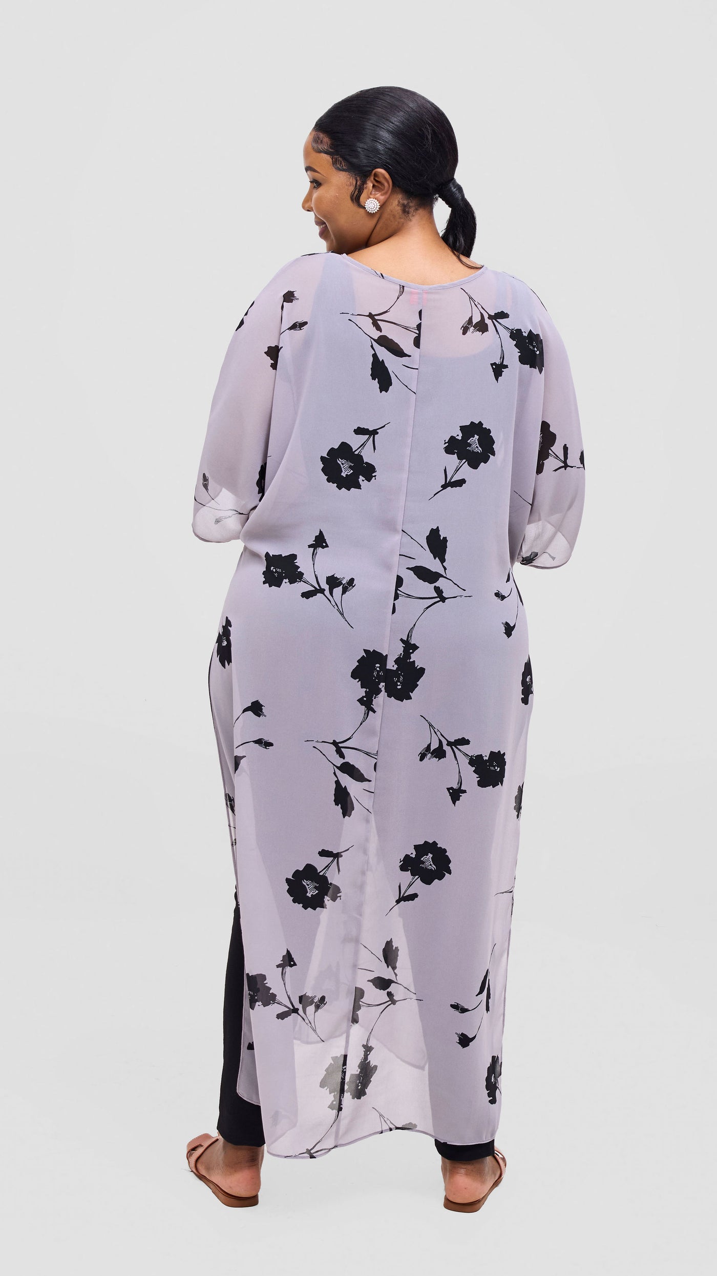 Vivo Lani Maxi Top - Grey / Black Print
