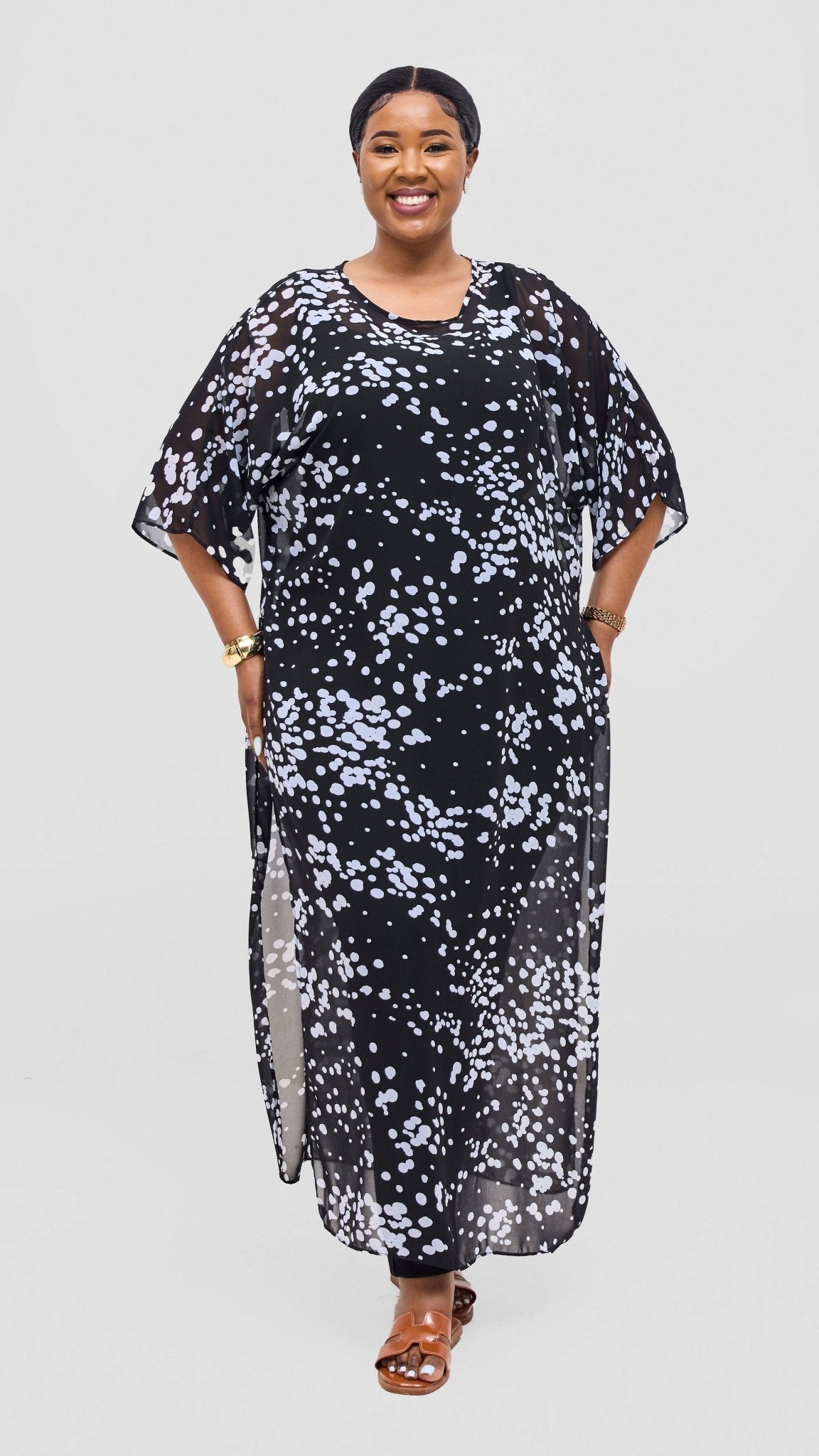 Vivo Lani Maxi Top - Black / White Print - Shopzetu