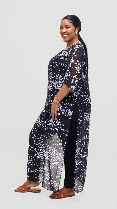 Vivo Lani Maxi Top - Black / White Print - Shopzetu