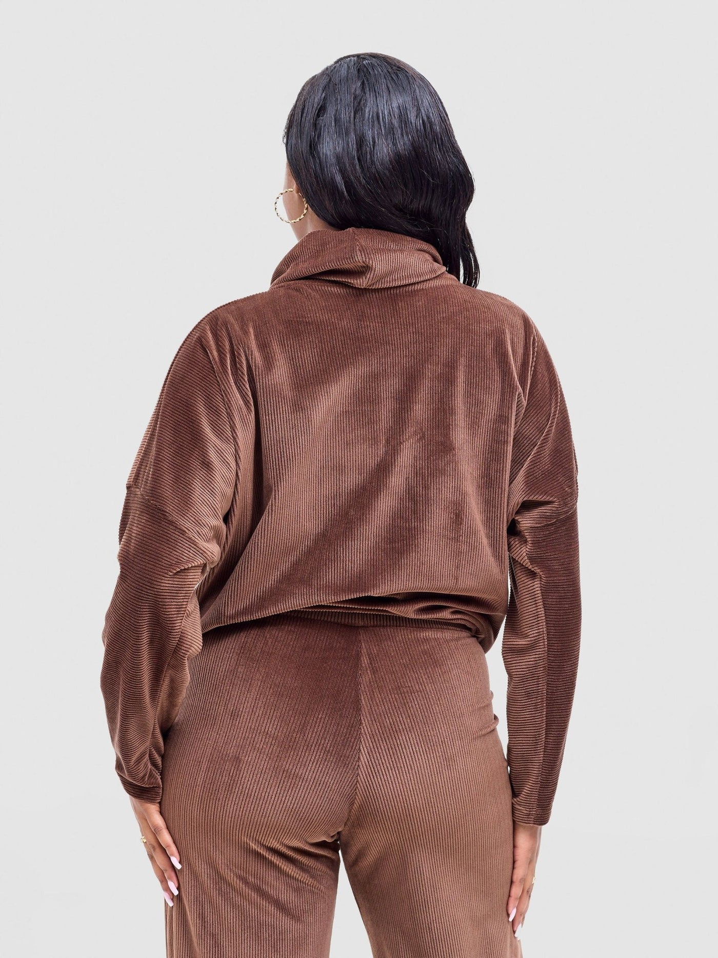 Vivo Rema Drawstring Turtleneck - Brown - Shopzetu