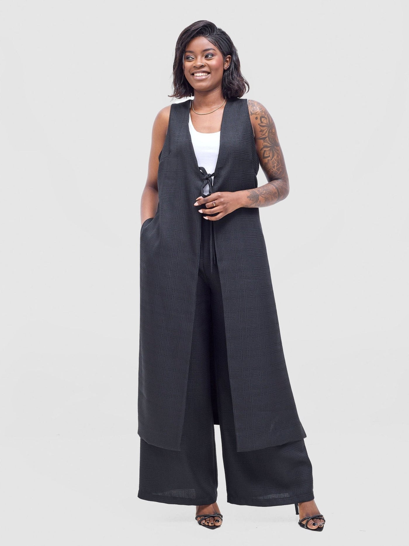 Vivo Analo Wide Leg Pants - Black - Shopzetu
