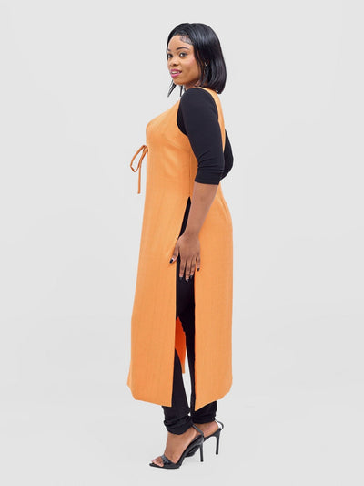 Vivo Analo Sleeveless Tie Kimono - Orange - Shopzetu