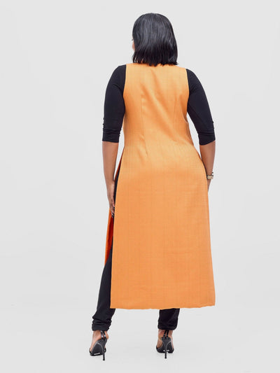 Vivo Analo Sleeveless Tie Kimono - Orange - Shopzetu