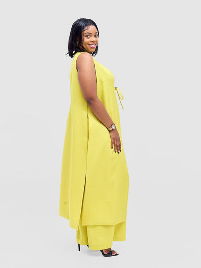 Vivo Analo Sleeveless Tie Kimono - Yellow - Shopzetu
