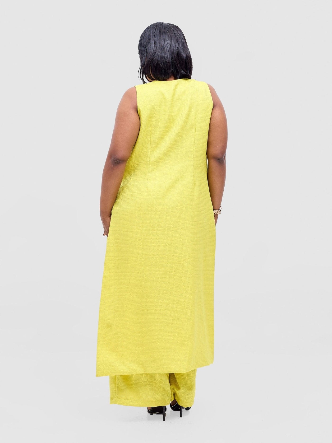 Vivo Analo Sleeveless Tie Kimono - Yellow - Shopzetu