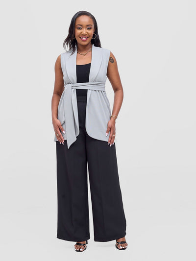 Vivo Basic Sleeveless Double Layered Coat - Grey - Shopzetu
