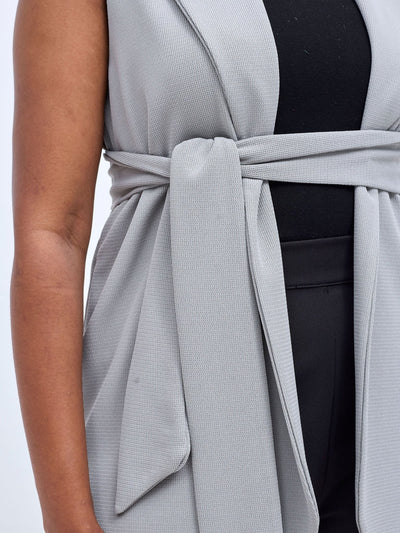 Vivo Basic Sleeveless Double Layered Coat - Grey - Shopzetu