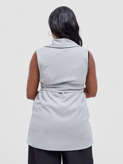 Vivo Basic Sleeveless Double Layered Coat - Grey - Shopzetu