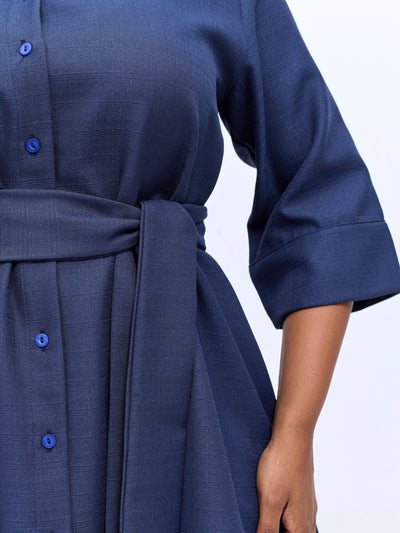 Vivo Analo Front Placket Coat - Navy - Shopzetu