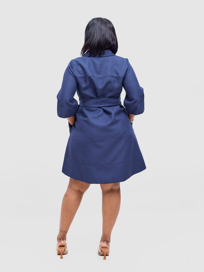 Vivo Analo Front Placket Coat - Navy - Shopzetu