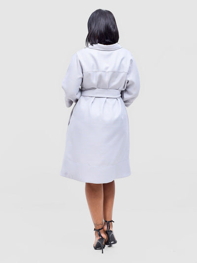 Vivo Analo Front Placket Coat - Grey - Shopzetu