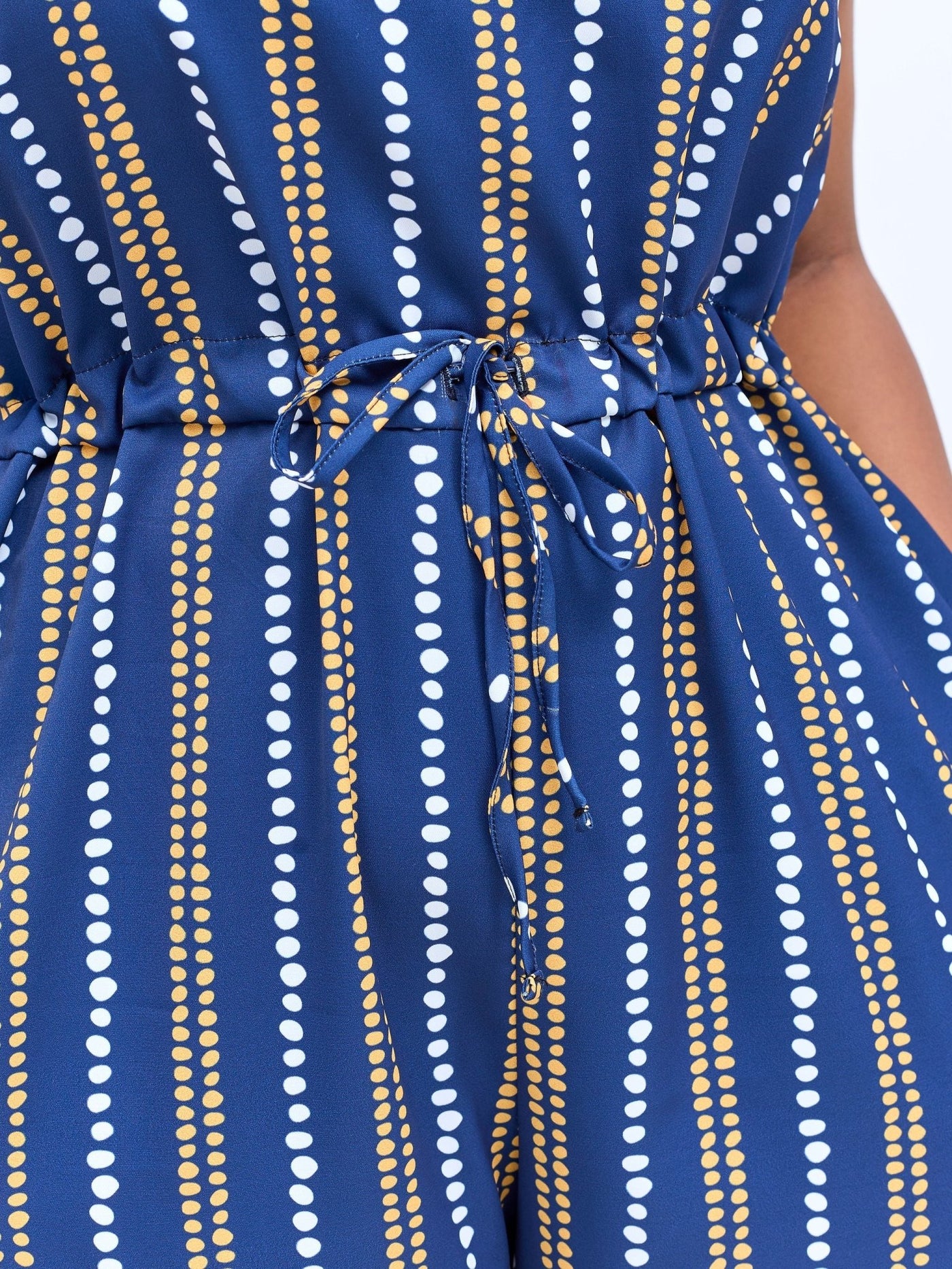 Vivo Sakari Drop Shoulder Jumpsuit - Navy / White Deka Print - Shopzetu