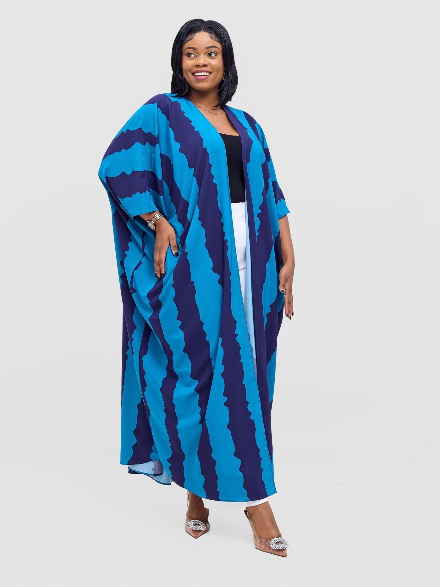Vivo Ayla Maxi Kimono - Navy / Teal Yla Print - Shopzetu