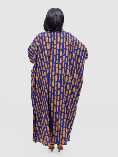 Vivo Ayla Maxi Kimono - Navy / Brown Alya Print - Shopzetu