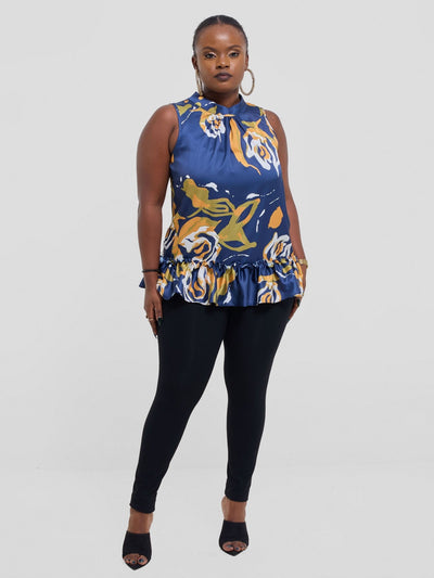 Vivo Kelemi 4.0 Sleeveless Top - Navy / Mustard Nashe Print - Shopzetu