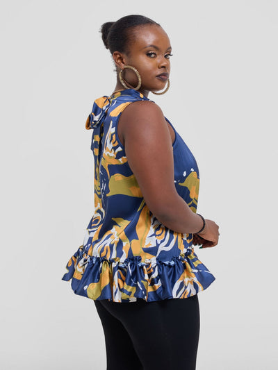 Vivo Kelemi 4.0 Sleeveless Top - Navy / Mustard Nashe Print - Shopzetu