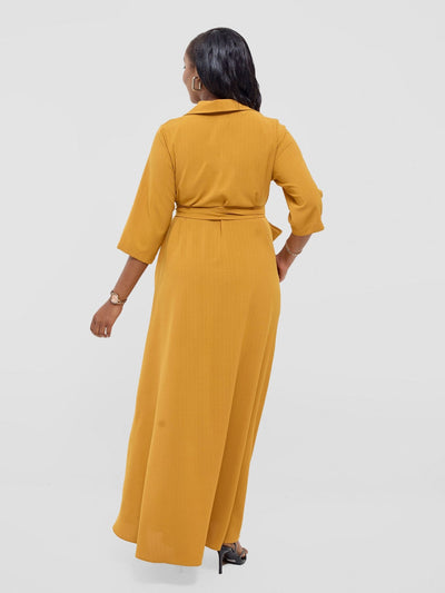 Vivo Yumi Maxi Shirt Dress - Dark Mustard (poly - cotton) - Shopzetu