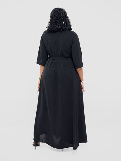 Vivo Yumi Maxi Shirt Dress - Black (poly - cotton) - Shopzetu