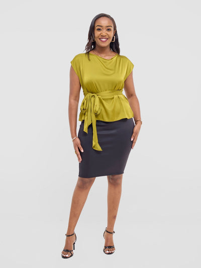Vivo Yene Front Tie Top - Light Olive - Shopzetu