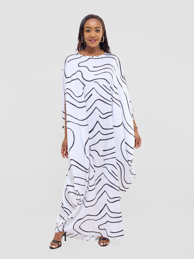 Vivo Lani Maxi Dress - White / Black Hini Print - Shopzetu