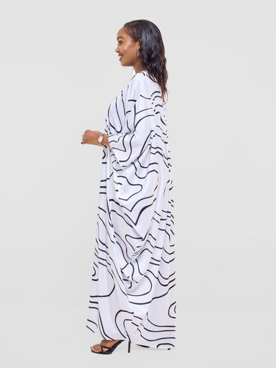 Vivo Lani Maxi Dress - White / Black Hini Print - Shopzetu