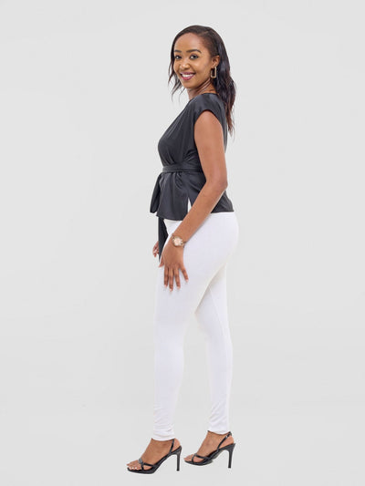 Vivo Yene Front Tie Top - Black - Shopzetu