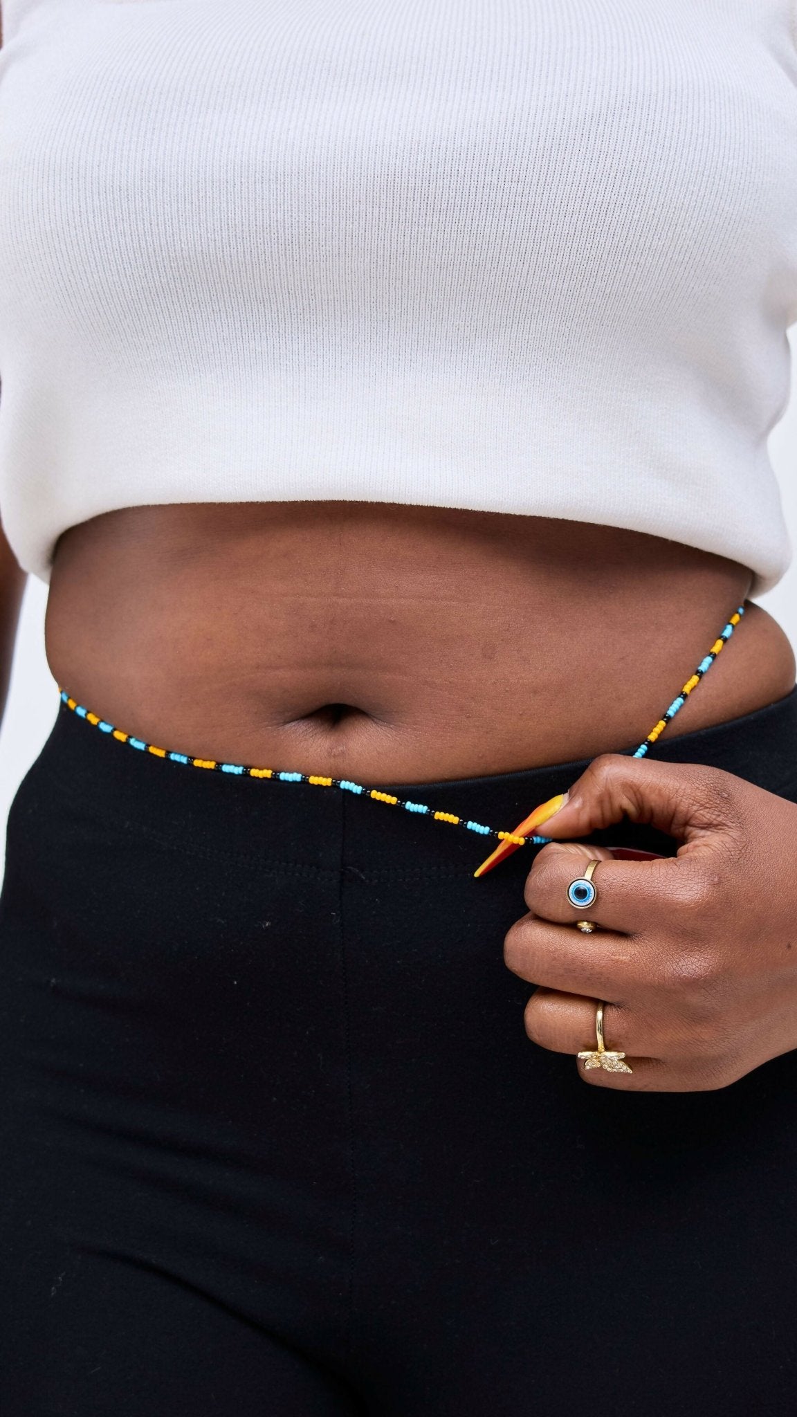 Dianaah J Beaded Waist Beads - Blue / Orange - Shopzetu