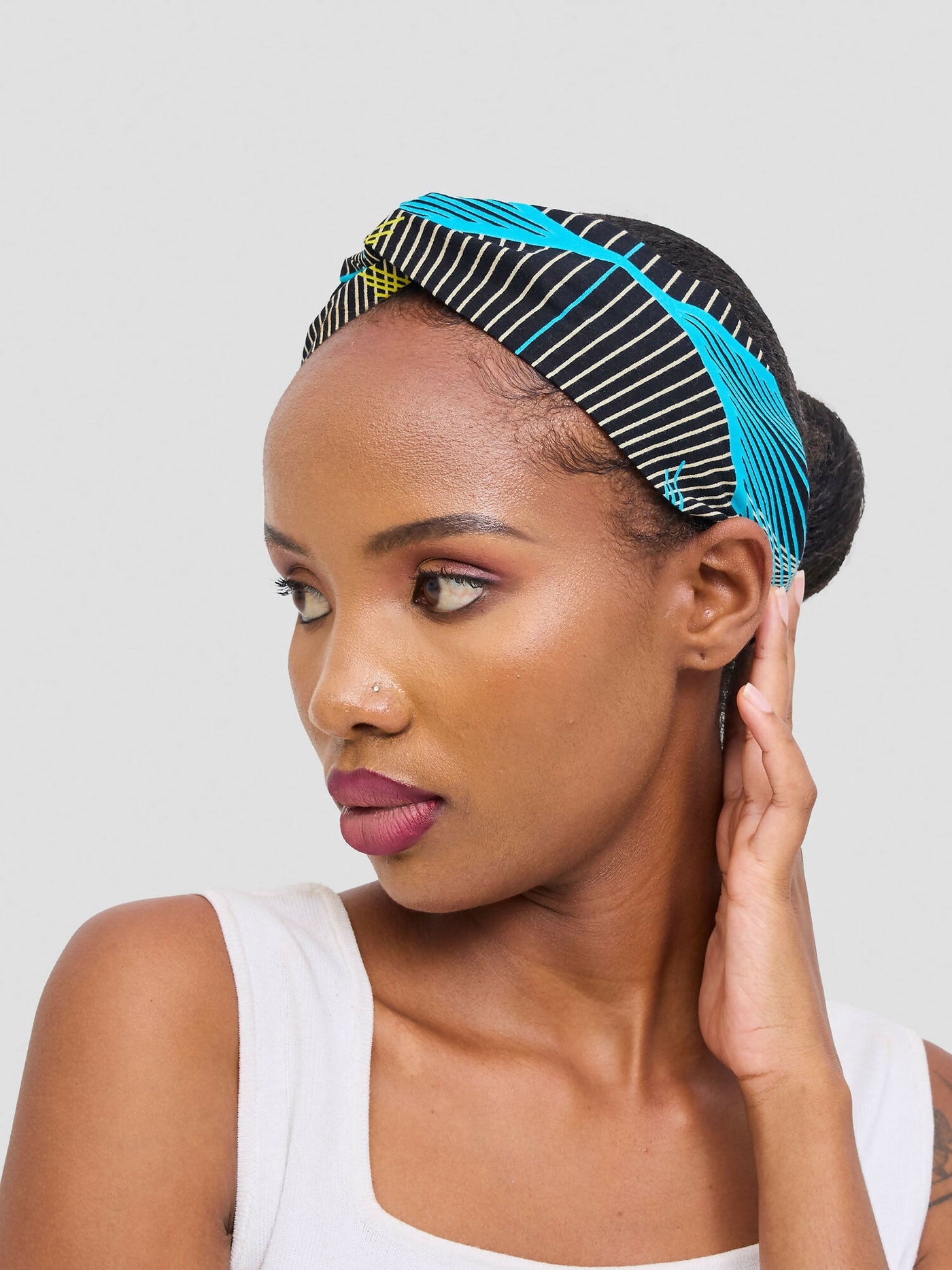 Proverbs 1 Twist Spirited Coil Headgear - Blue Print - Shopzetu