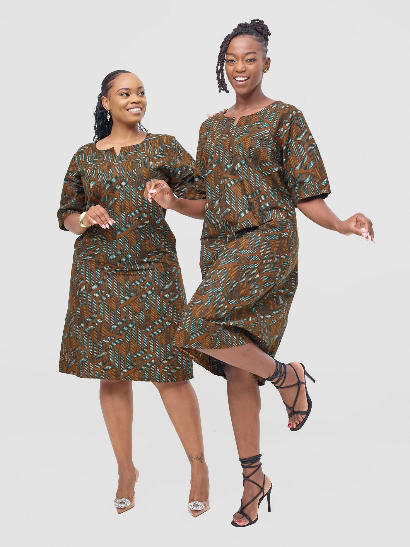 Prettygline Nailantei Midi Dress - Brown - Shopzetu