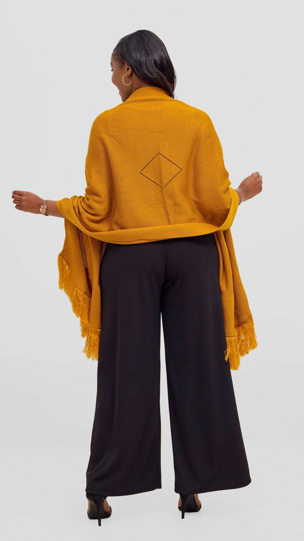 Anel's Diamond Poncho - Mustard - Shopzetu