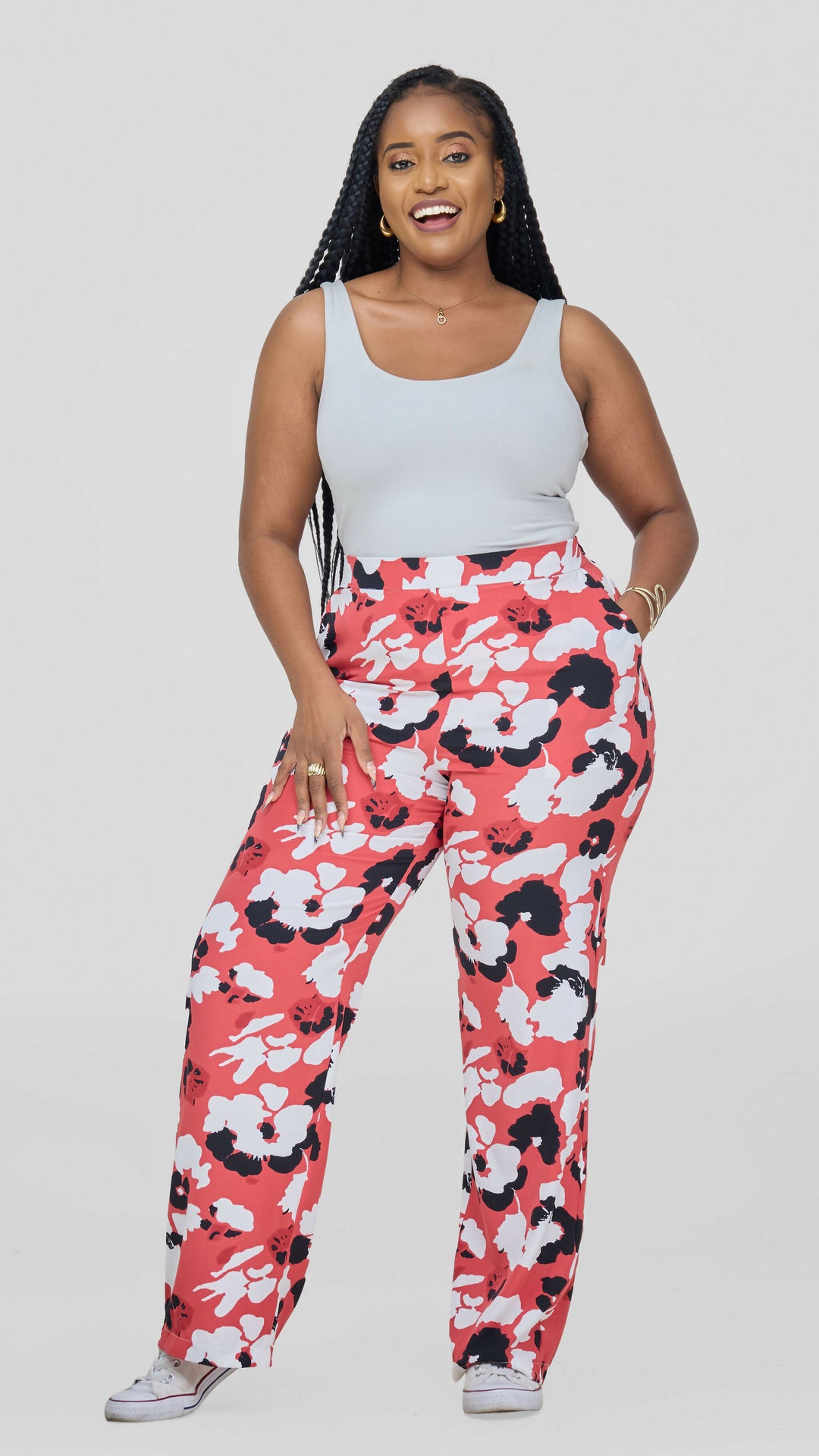 Lizola Mina Palazzo Pant - Red / White