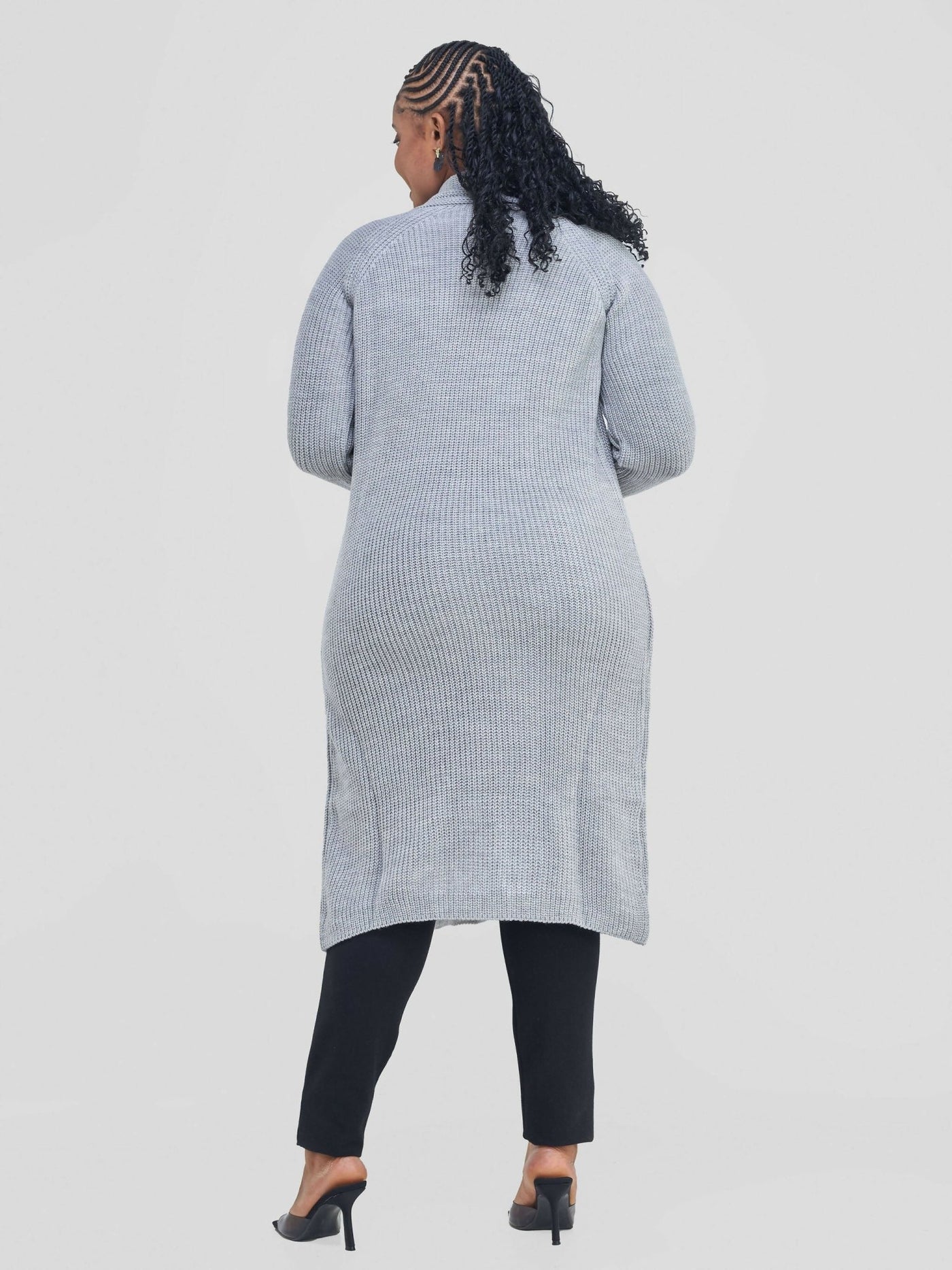 Anel’s Knitwear Midi Kimono - Light Grey - Shopzetu