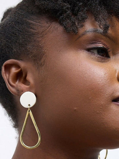 Wema Earrings - White / Gold - Shopzetu